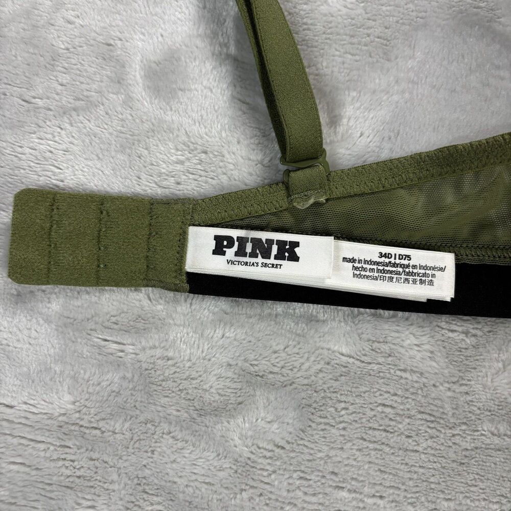 Victoria Secret Pink Wear Everywhere Lightly Lined Wireless Bra 34D Green/Camo - Picture 6 of 7